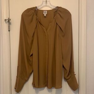 Worthington Brown Long Sleeve Sailor Collar Blouse